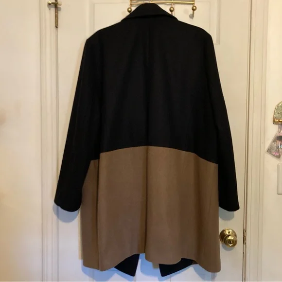 Universal Standard Wool Blend Color Block Pea Coat - Size M 18/20 - Picture 3 of 5